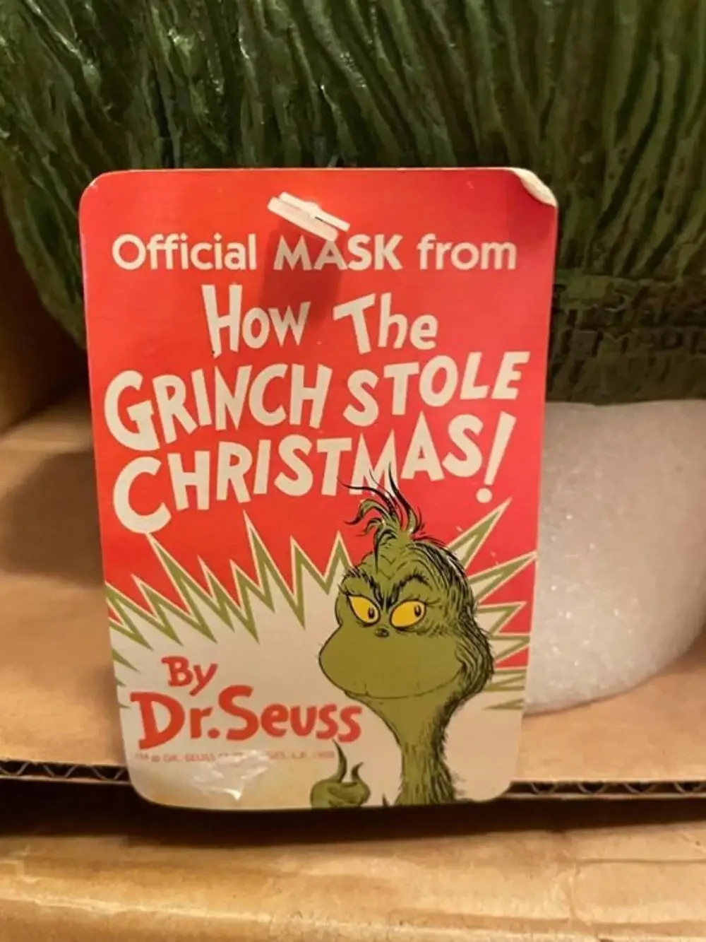 Vintage 1997 Dr. Seuss The Grinch Latex Mask NWT New With Tags Deadstock Mint